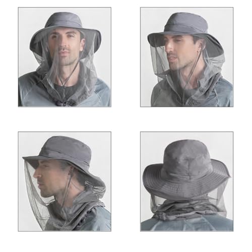 Sombrero con red para hombres y mujeres Safari protección solar UV con malla para insectos, para pesca al aire libre, senderismo, jardinería, color gris oscuro miniatura 7