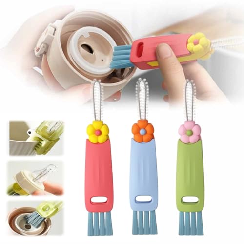 Image of 3 in 1 Multifunctional Crevice Cleaning Brush Set - Portable Cup Lid Cleaner for Baby Bottle Gap Tight Spaces (3 PCS)