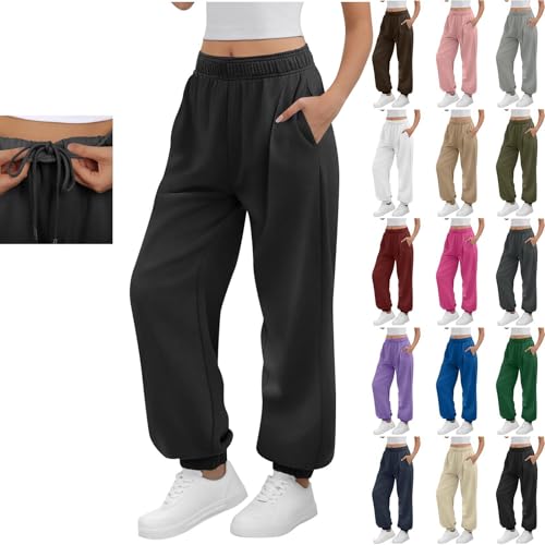 Sweatpants for Women - High Waisted Comfy Lounge Sweat Pants with Pockets Warm Fall Winter Fleece Joggers