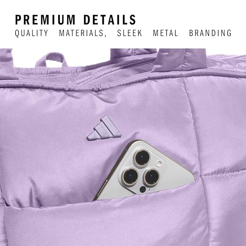 Image of adidas Quilted Puffer Tote Bag | Roomy Interior, Interior Pockets, Cozy Quilted Style, Day-Out Capacity, Premium Metal Branding, Everyday & Court Ready