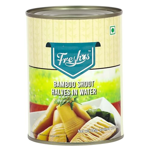 Image of Freshos Bamboo Shoot Halves in Water, 565 g, White & Yellow