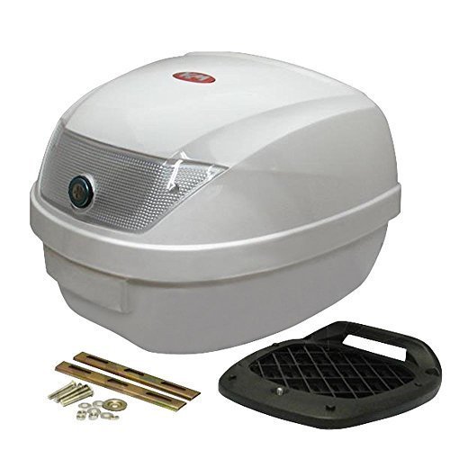 Topcase KXM 28L peint en blanc avec plaque de fixation Caisson pour scooter scooter cyclomoteur - selon Lot devient le réflecteur en blanc ou rouge livré