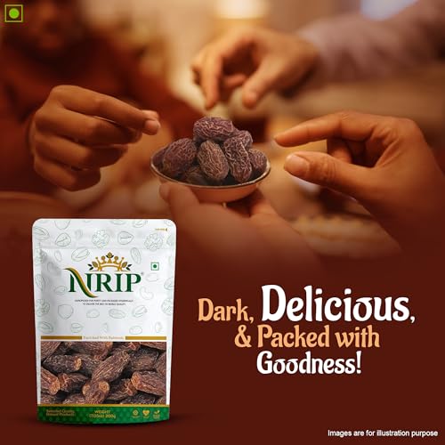 Image of NRIP Premium Black, Brown Dates Dry /Sukha Khajoor (Kala Chuara) 200 Gm
