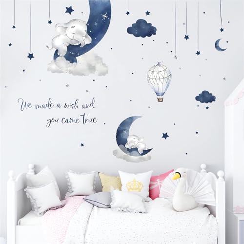 Vinilo Decorativo para Pared Elefante Bebé Azul Gris miniatura 6