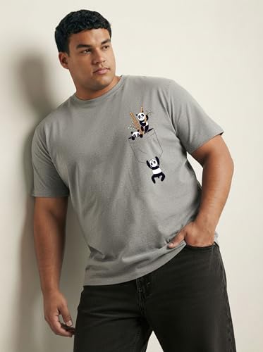Image of Toodlegram Men's Plus Size Graphic Printed Cotton T-Shirt Casual Round Neck Regular Fit