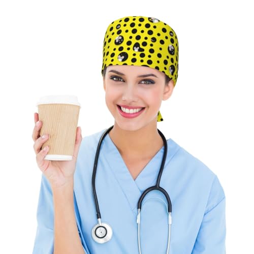 Image of Surgical Caps Men Women, Scrub Cap with Sweatband Adjustable | Tie Back Nurse Cap, Nursing Breathable Working Hat, Scrub Cap, Medical Hats