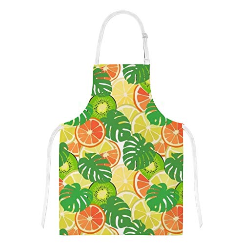 Top Carpenter Polyester Insulation Kitchen Oven Mitts Potholder Apron 3Pcs Set Leaves And Tropical Fruits Non Slip Heat Resistant Gloves For Baking Cooking Bbq #TOP3