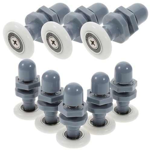 IWOWHERO Juego de 8 Rodillos para Puerta de Ducha Corredera de Cristal Diámetro 25 MM Ruedas de Goma Resistentes al Desgaste Estructura ABS Duradera Repuesto para Guía de Baño