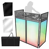 Amplia cabina de fachada para DJ: el panel de elevación del soporte de mesa para DJ mide 40 pulgadas de alto x 20 pulgadas de ancho; la mesa plana mide 40