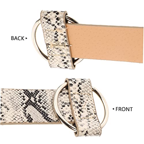 Round Buckle Women Belt Casual Waistband Lightweight Imitation Leather Fashionable Snake Pattern Waist Belt for Jeans and Leather Pants3