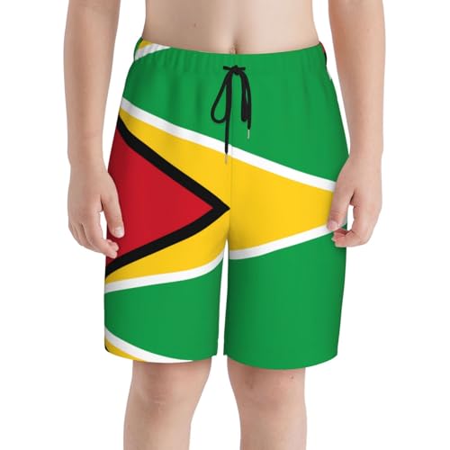 Flag of Guyana Youth Beach Pants, Soft and Breathable, with Drawstring Waist, Suitable for Sports and Leisure.3