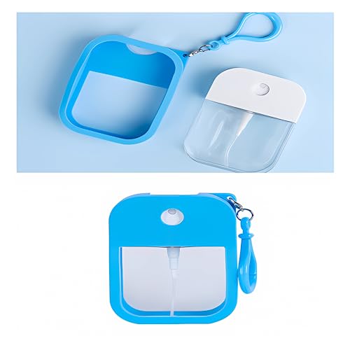 EMISSU 7 Pieces Portable Perfume Spray Bottle, 38ml Mini Card Shape Reusable Sprayer Bottle with Hook and Silicone case for Hand Sanitizer Fragrance Cosmetic (Multicolor)4