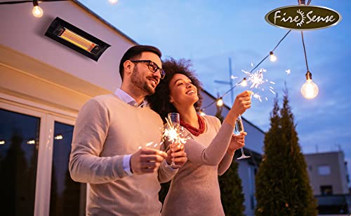 Fire Sense 60460 Wall Mounted Infrared Patio Heater 1500 Watts Weatherproof Lightweight For Indoor Outdoor Use 6 Foot Non Retractable Electrical Cord Mounting Bracket - Black #TOP4