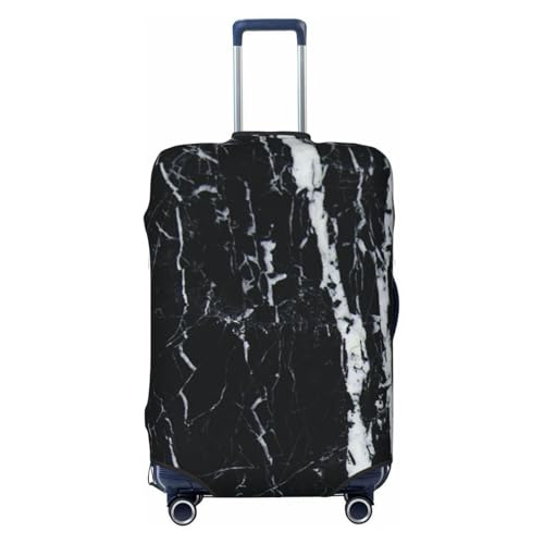 Black And White Marble Print Suitcase Cover Luggage Protector Washable Elastic Fashionable Travel Gear Cover