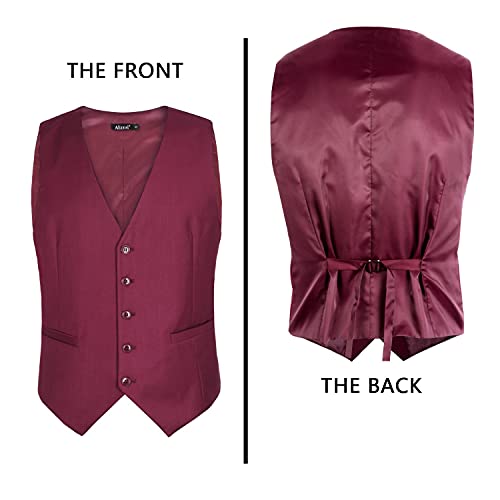 Image of Alizeal Mens Classic Solid Suit Vest Regular Fit Tuxedo Waistcoat