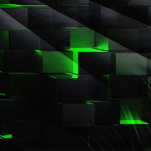 Image of Nttopship Neon Green Black Comforter Set Full Geometric Kids Bedding Set,3 PCS Geometry Honeycomb Bed Set Modern Quilt Set 1 Comforter 2 Pillow Cases Cool Room Decor All Season B-Side Black