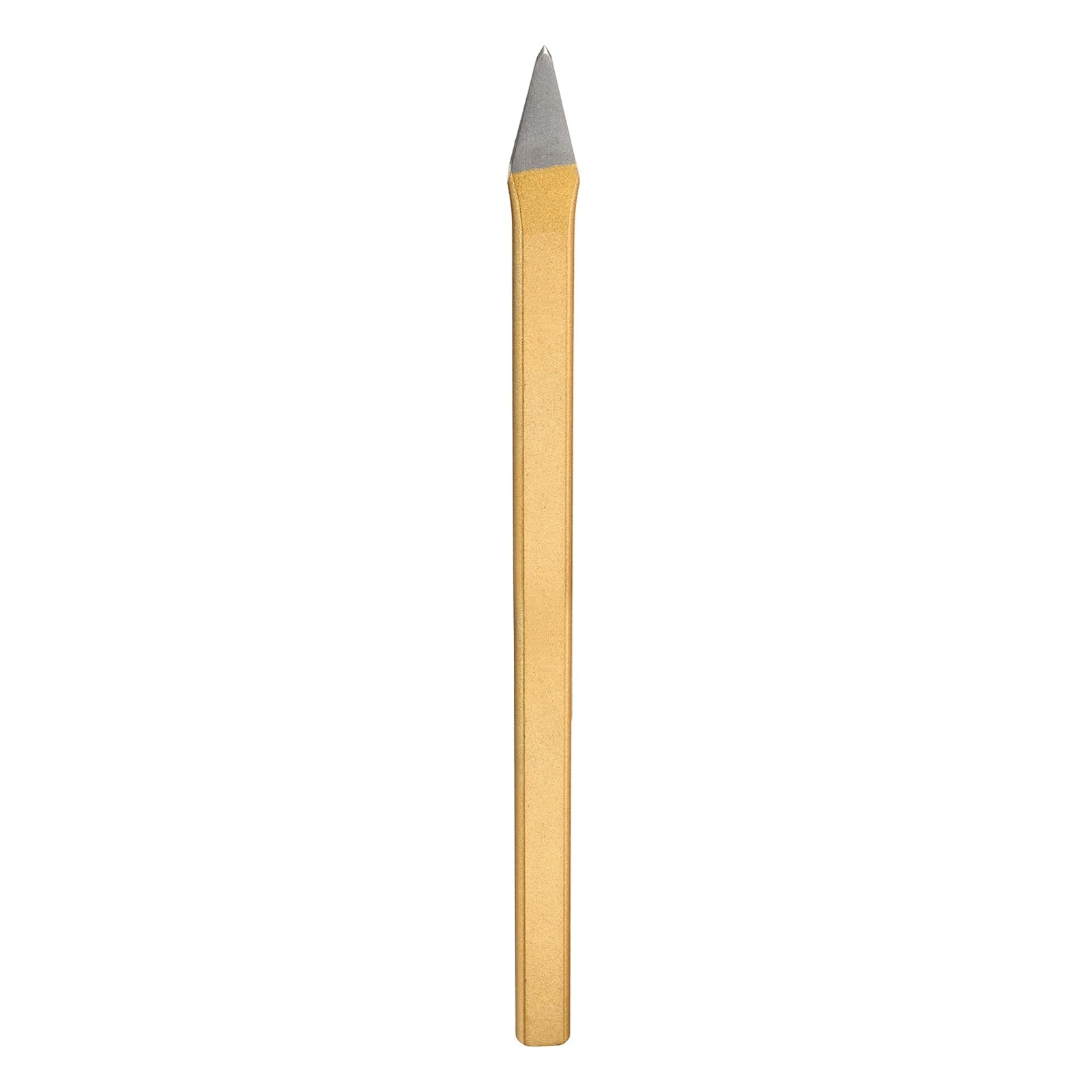 sourcing map Cold Chisel 17mm Wide 300mm Long Alloy Steel High Hardness Heat Treated Heavy Duty Point Cold Chisel for Cutting Rivets Iron Steel Bronze Copper Rods Bolts, Gold Gray