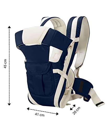 Image of Elementary Elegant Baby Carrier with 4 Carry Positions, Baby Carrier for 4 to 24 Months Baby, Adjustable New-Born to Toddler Carrier with Cushioned Leg Support, Max Weight Upto 15 kgs (Navy Blue)