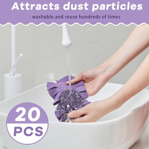 Image of Zubebe 20 Pcs Reusable Duster Refills Fleece,Vivid Color | Soft Polyester Fiber Flat Duster Refill Multi Surface Washable Cleaning Pad Tools for Home, Blinds, Car, Pet, Furniture, Fans