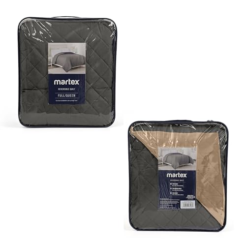 Image of Martex Reversible Coverlet, Twin, Graphite /Khaki | Lightweight, Durable, Soft, Easy Care, Reversible