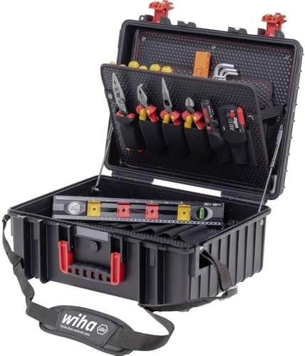 Wiha Elektriker Werkzeugkoffer XL 2 electric 41-tlg. I gefüllt mit Werkzeug I professioneller Werkzeugkasten mit Tragegurt