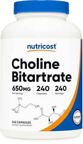 Nutricost Choline Bitartrate (650mg) 240 Vegetarian Capsules