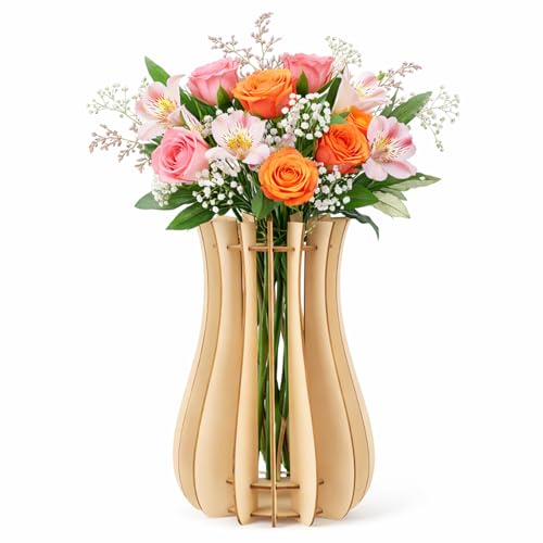 Menibeuty Holzvase für Lego Blumen Holzvase für Lego Blumen Vasen Holz für Lego Rosen Blumenvase für Blumenstrauß für Kirschblüten Rosen Sonnenblumen Narzissen Tulpen Lotus