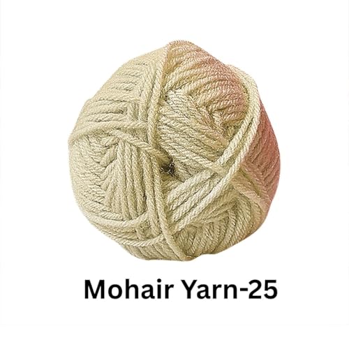 Image of VCR Mohair Nylon Soft Beige Yarn, 100 Grams Hank, 196 Meters Length, Acrylic 75%, Mohair Nylon 25%, Pack of 1 Yarn, Soft Crosia Threads, Suitable for Winter Garments.