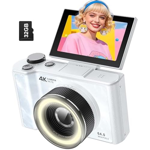 W & O 4K Digital Camera for Photography,Flip Screen Digital Camera for Kids