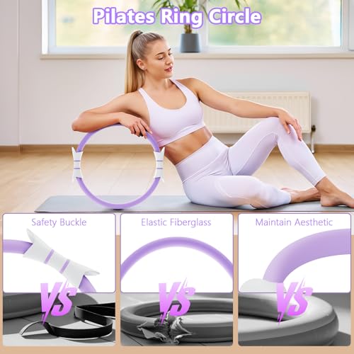 14" Pilates Ring - Magic Circle for Inner Thigh, Arm & Core Toning | Anti-Bend Foam Handles | Home Fitness Gear for Women - Image 4