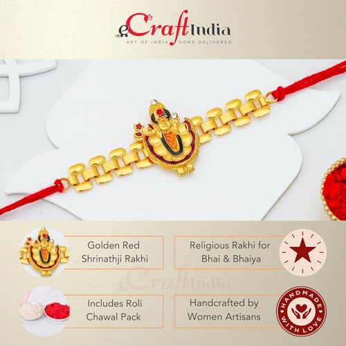 Image of eCraftIndia Lord Ganesha Bracelet Rakhi for Brother With Gift Combo Set | Single Rakhi Bracelet for Brother Bhai Bhaiya Bhabhi | Beads Bracelet for Man | Best Bro Ever Fridge Magnet