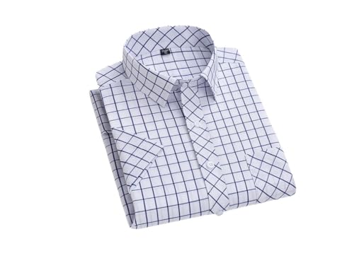 Men's Summer Short Sleeve Plaid Shirt Casual Cotton Soft Classic Shirts