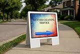 Two-Way Direction – Double-sided A-frame sign with bold arrows; one points left and the other points right, making it simple to guide vehicles, guests, or customers. Heavy-Duty Coroplast Material – Built from 23x23 inch corrugated plastic for lightwe...