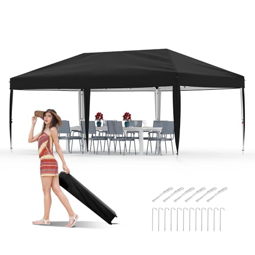GarveeHome 10x20Ft Pop Up Canopy, Instant Set Up Canopy Tent with Roller Bag, 3 Adjustable Height &...