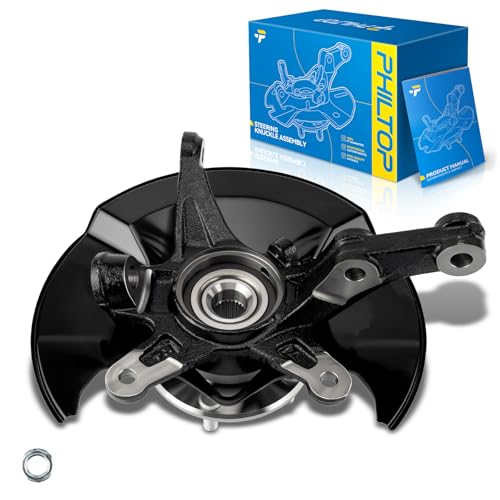 Image of PHILTOP Front Left steering knuckle and hub assembly Compatible with 2006-2011 Honda Civic 1.8L, 2006-2010 Honda Civic 1.3L,Driver Side