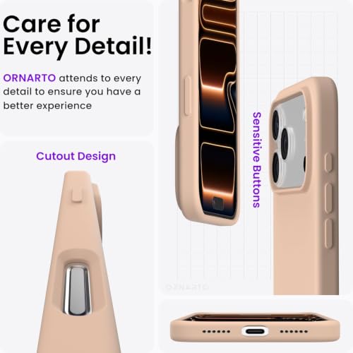 Image of ORNARTO Compatible with iPhone 17 Pro Max Case 6.9 inch, Slim Liquid Silicone 3 Layers Soft Gel Rubber Shockproof Protective Cover with Anti-Scratch Microfiber Lining-Nude Taupe