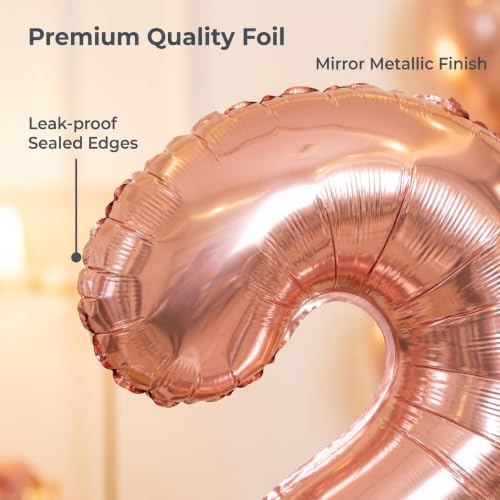Image of YPSelected 32 Inch Large Foil Helium Number Balloon Birthday Wedding Party 0-9 (Rose Gold, 4)