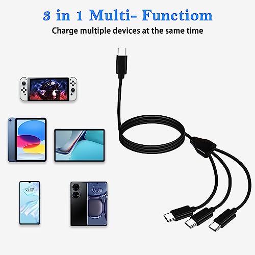 MEIRIYFA USB C Splitter Cable, USB Type C Male to 3 Type-C Male Data Charge Cable Wire Cord for Most USB C Phones Tablet Laptop - 1M - Image 4