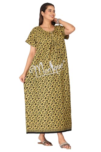 Image of Monique Brand 100% Pure Cotton Nighty for Woman | Floral Gown for Women Night Wear | Cotton Nighty for Women Stylish | Maxi for Women Cotton