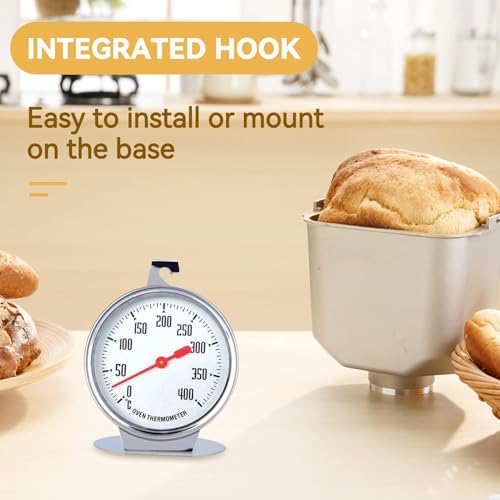 Foto von Edelstahl Backofen-Thermometer, 7 cm Messbereich 0°C bis 400°C Edelstahl Ofenthermometer, Backofen Thermometer zum Aufhängen und Hinstellen Backofenthermometer Digital Temperaturmessger