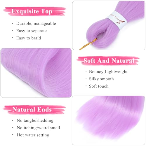 Purple Hair Extensions Pre Stretched Braiding Hair - Image 4