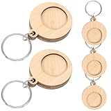 Healvian Holz Metall Schlüsselanhänger Einkaufswagenchip Mit Rostfreiem Metallring Langlebig Und Leicht 5 Stück Anhänger Für Einkaufswagen Schlüssel Und Taschen