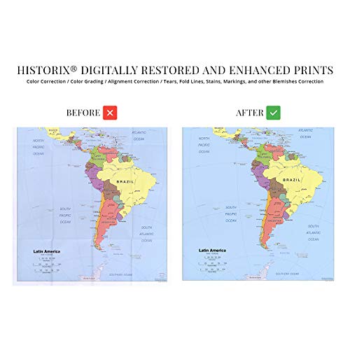 Historix 2006 Latin America Map Poster - 24X30 Inch Central And South America Map - Latin American Poster - South America Map Poster - South America Wall Map #TOP2