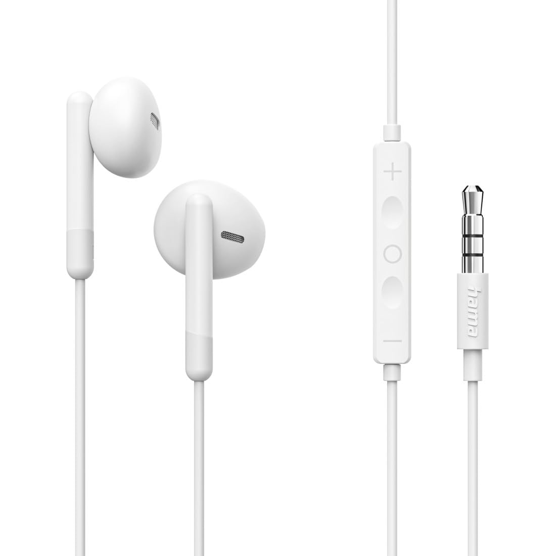 Hama Noble Earphones Earbuds Microphone Cable Kink Protection 3.5mm Jack White