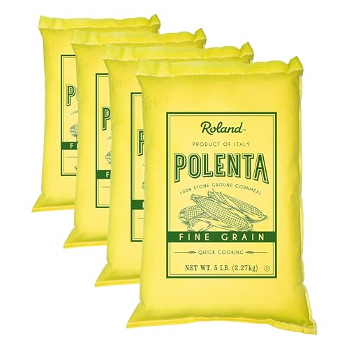 Image of Roland Foods Fine Grain Yellow Polenta From Italy, Specialty Imported Food, 5 Pound Bag (Pack of 4)