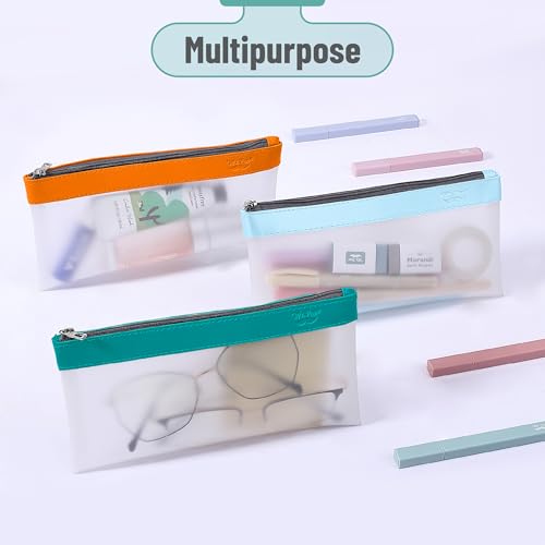 Image of Mr. Pen- Clear Pencil Pouch, 8.50 inchx4.25 inch, 3 Pack, Durable TPU Material, Medium Water-Resistant Pencil Bags with Smooth Zipper, Multipurpose Clear Pouch for Stationery, School, Office, Travel Supplies