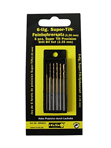 Super-TIN Feinbohrer-Set 6-teilig - 0.6-2.0mm, Schaft 2.35mm, Für Metall, Buntmetall & Kunststoff