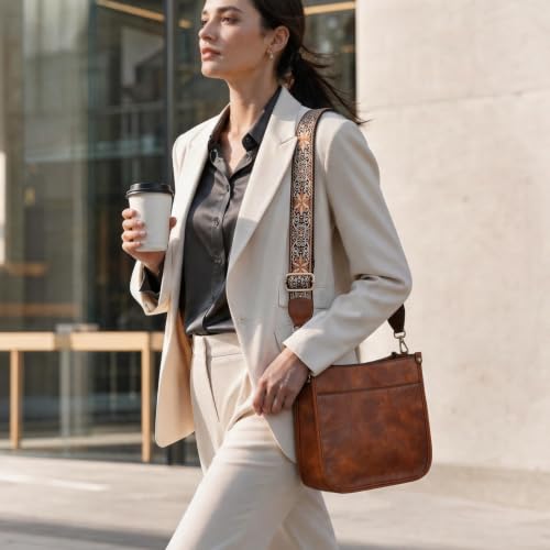 Image of Crossbody Bag Women Vegan Leather Hobo Handbag Trendy Crossbody Shoulder Bag Purses For Women with 2 Adjustable Strap