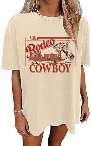 Western Shirts for Women Vintage Rodeo Shirts Wild West Cowboy T Shirt Oversized Country Music Short Sleeve Tops