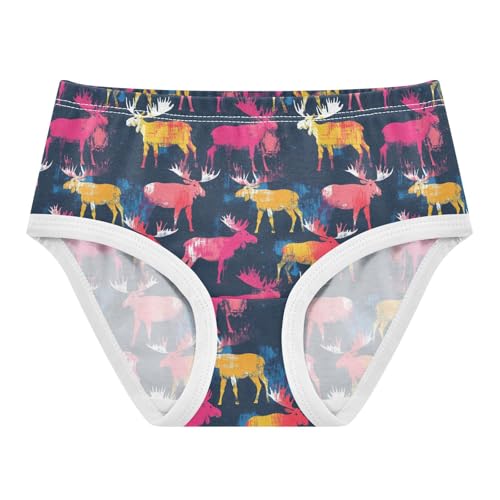 Little Girls' Soft Cotton Underwear Kids Breathable Comfort Moose Panties Briefs Toddler